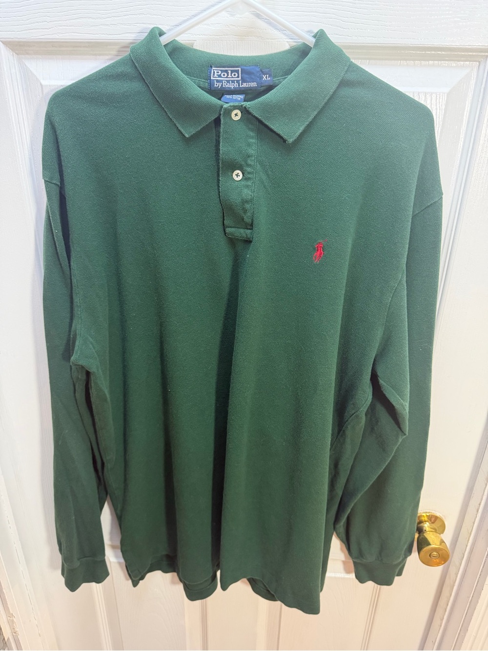 Ralph Lauren Dark Green Long-Sleeve Polo with Red Logo